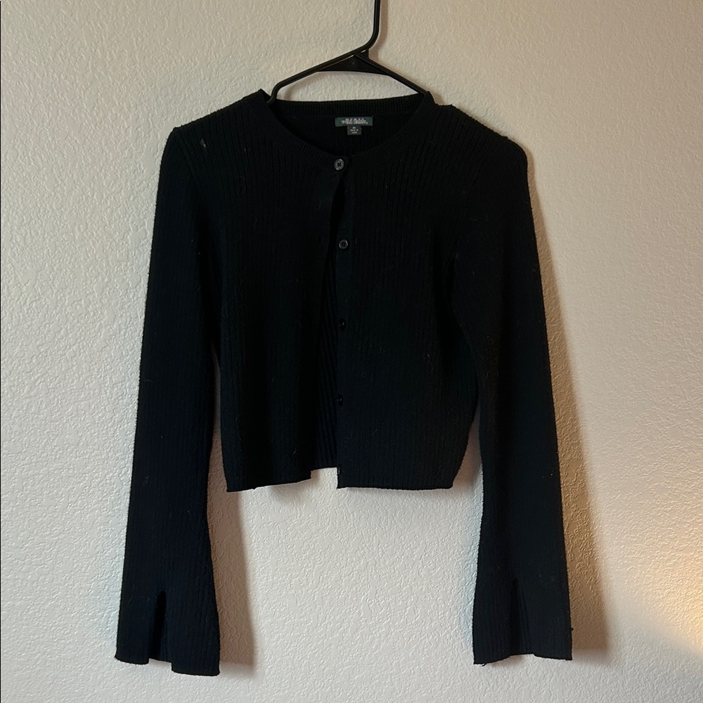 Wild Fable Black crop Button-Up Cardigan
